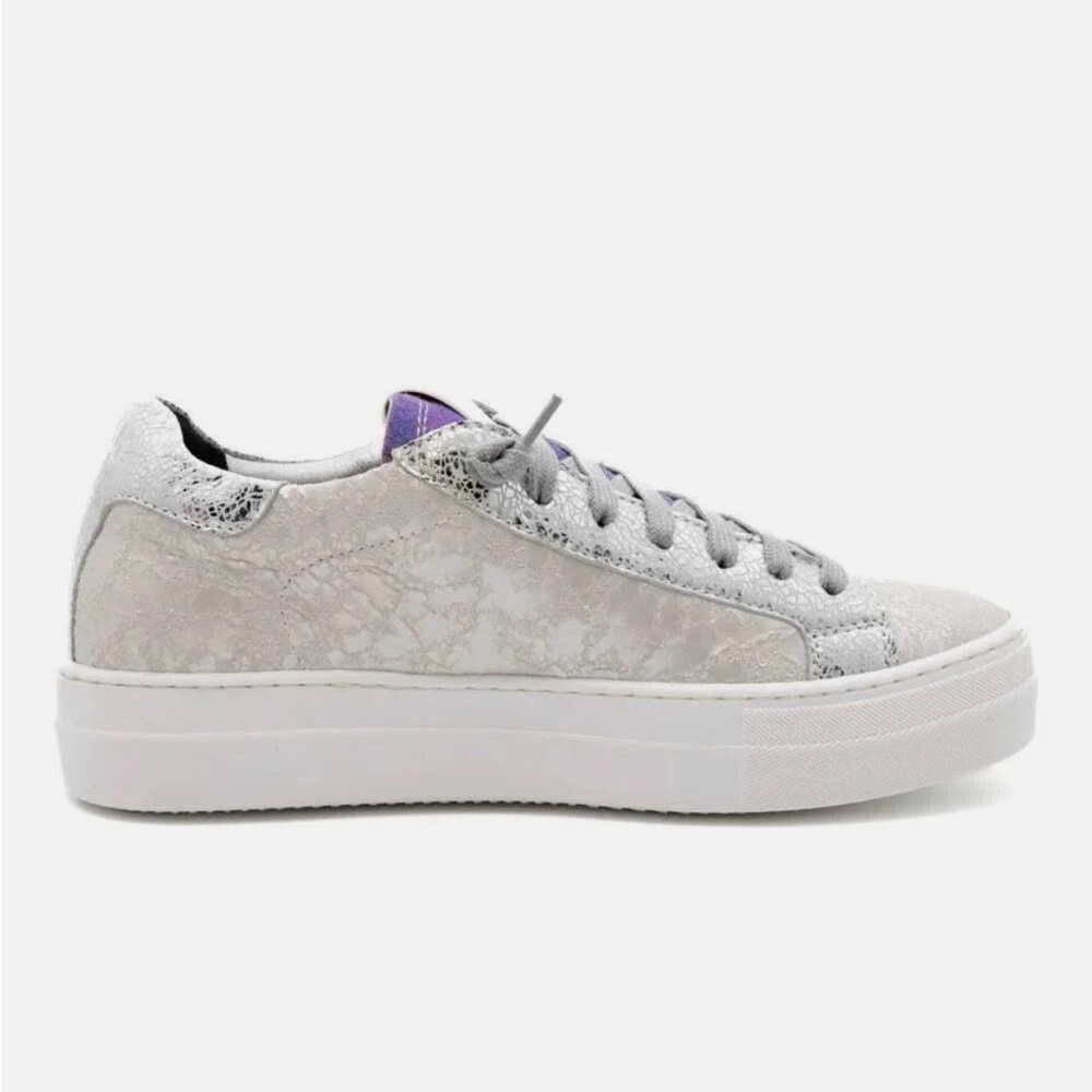 P448 Thea Leather Lifestyle Casual And Fashion Sneakers White Silver Sz 41 US 11
